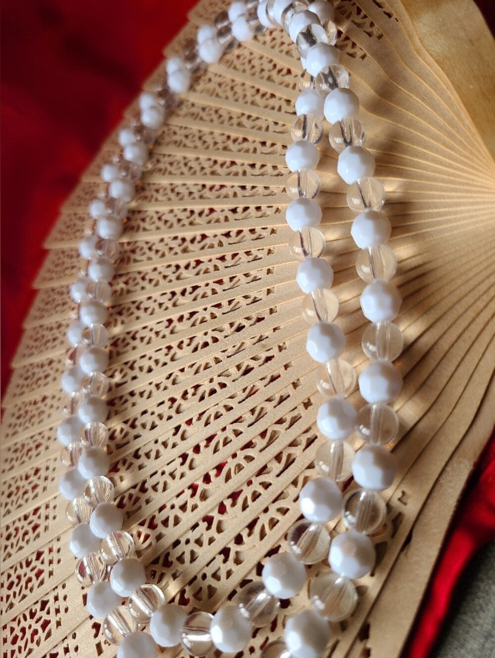 Vintage White Double-Strand Beaded Necklace